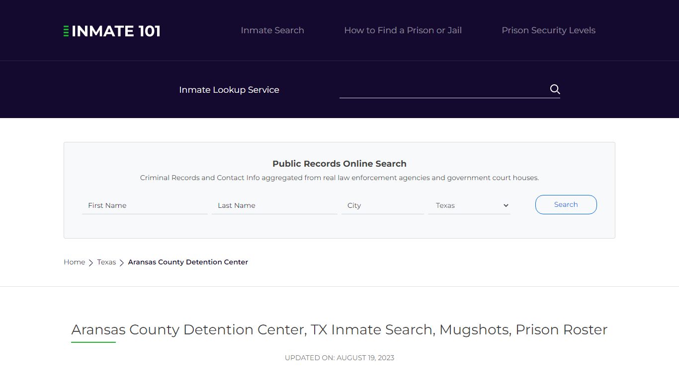 Aransas County Detention Center, TX Inmate Search, Mugshots, Prison ...