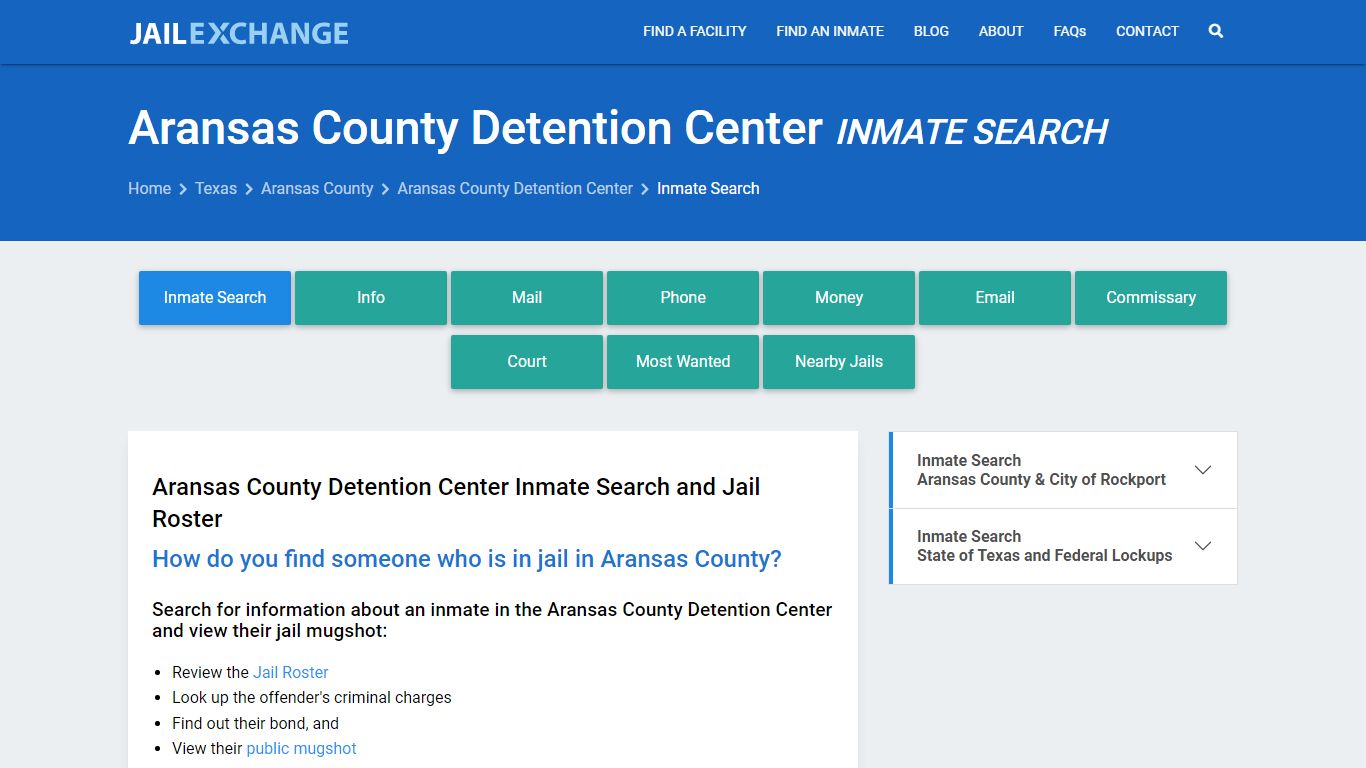 Aransas County Detention Center Inmate Search - Jail Exchange